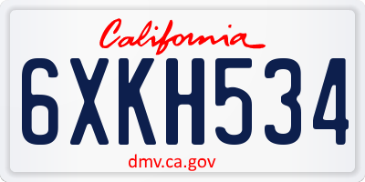 CA license plate 6XKH534