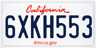 CA license plate 6XKH553