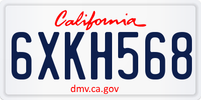 CA license plate 6XKH568