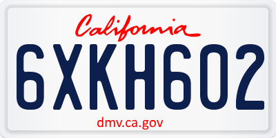 CA license plate 6XKH602