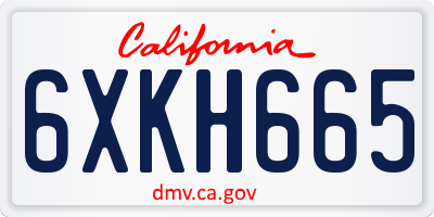 CA license plate 6XKH665