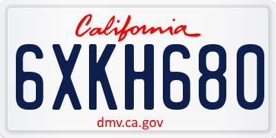 CA license plate 6XKH680