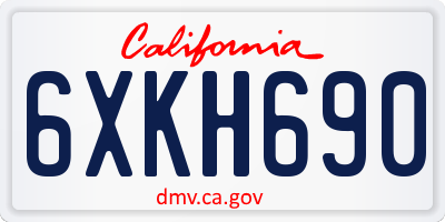 CA license plate 6XKH690