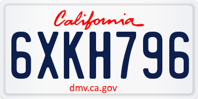 CA license plate 6XKH796