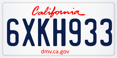 CA license plate 6XKH933