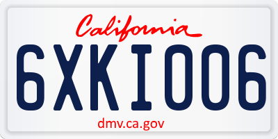 CA license plate 6XKI006