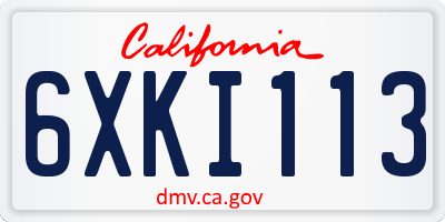 CA license plate 6XKI113