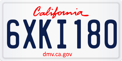CA license plate 6XKI180