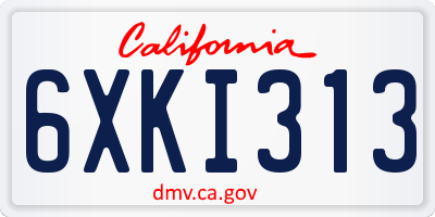 CA license plate 6XKI313