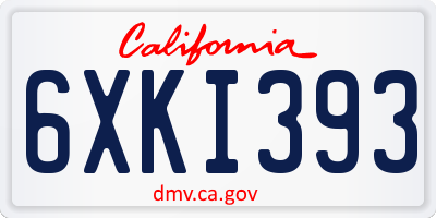 CA license plate 6XKI393