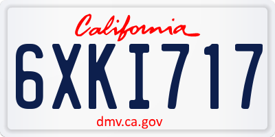 CA license plate 6XKI717