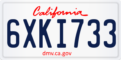 CA license plate 6XKI733