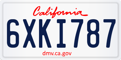 CA license plate 6XKI787