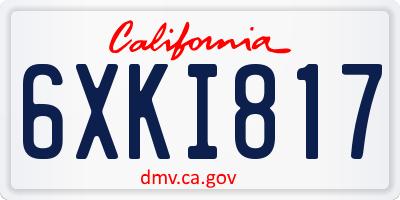 CA license plate 6XKI817