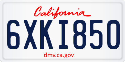 CA license plate 6XKI850