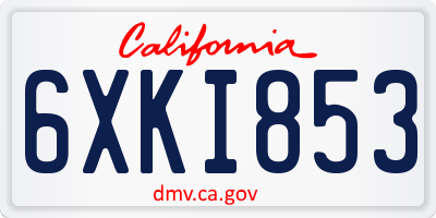 CA license plate 6XKI853