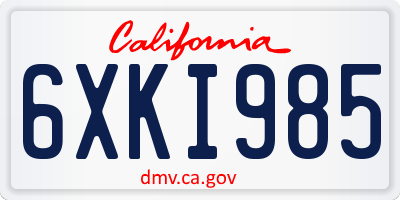 CA license plate 6XKI985