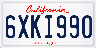 CA license plate 6XKI990