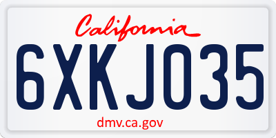 CA license plate 6XKJ035
