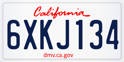 CA license plate 6XKJ134