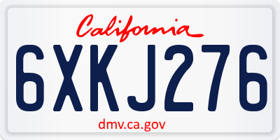 CA license plate 6XKJ276