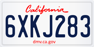 CA license plate 6XKJ283