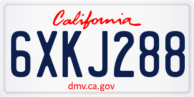 CA license plate 6XKJ288