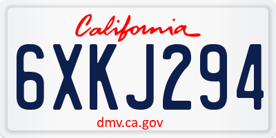 CA license plate 6XKJ294