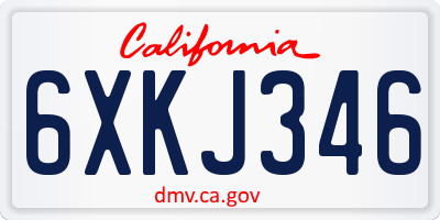 CA license plate 6XKJ346