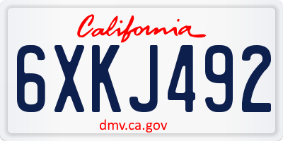 CA license plate 6XKJ492