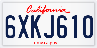 CA license plate 6XKJ610