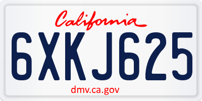 CA license plate 6XKJ625