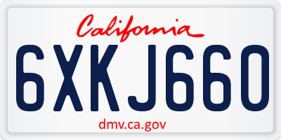 CA license plate 6XKJ660