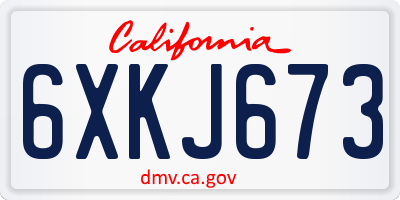 CA license plate 6XKJ673