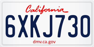 CA license plate 6XKJ730