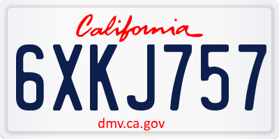 CA license plate 6XKJ757