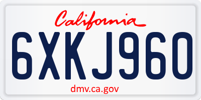 CA license plate 6XKJ960