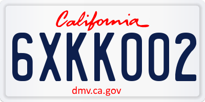CA license plate 6XKK002