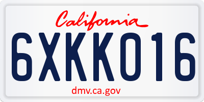 CA license plate 6XKK016