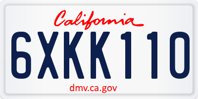 CA license plate 6XKK110