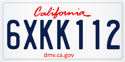 CA license plate 6XKK112
