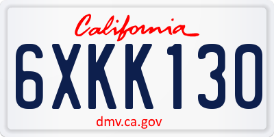 CA license plate 6XKK130