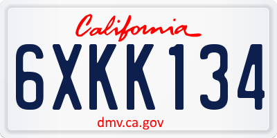 CA license plate 6XKK134