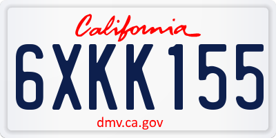 CA license plate 6XKK155
