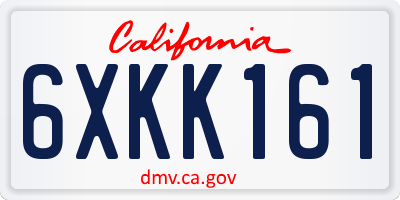 CA license plate 6XKK161