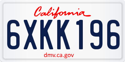 CA license plate 6XKK196
