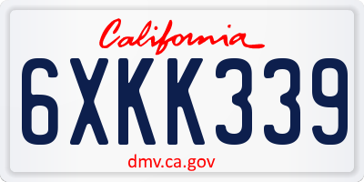CA license plate 6XKK339