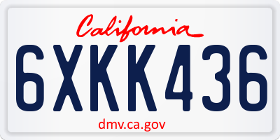 CA license plate 6XKK436