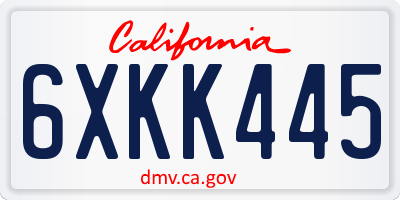 CA license plate 6XKK445
