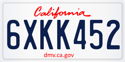CA license plate 6XKK452
